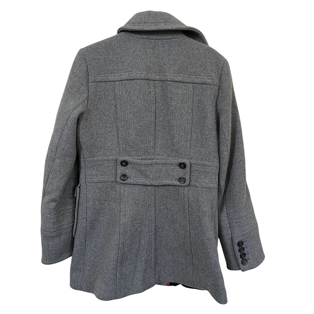 VTG J Crew Womens Virgin Wool Pea Coat Gray Sz 6 Button Front Pockets Preppy Y2K - Picture 2 of 6